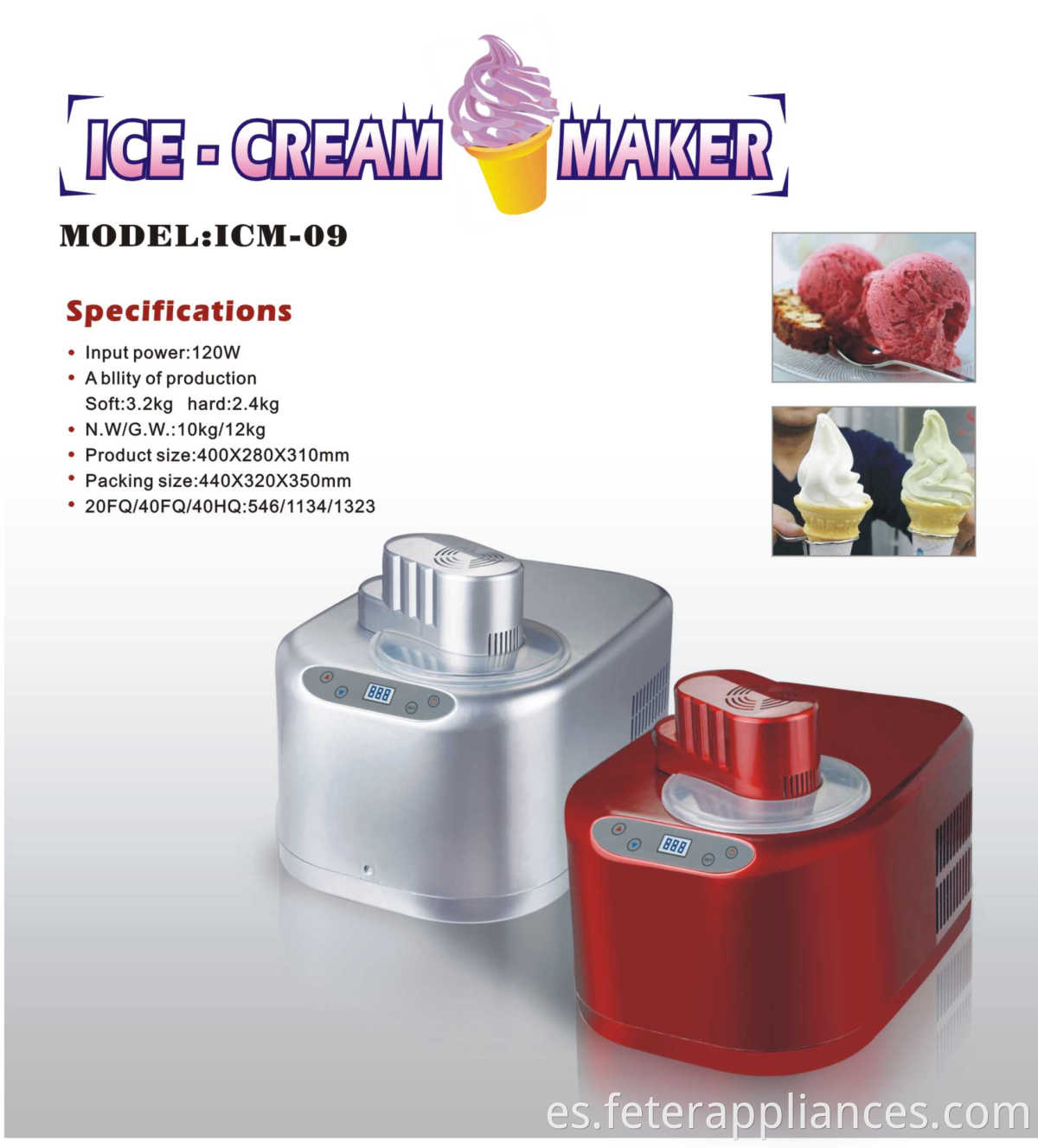 Máquina de helados para el hogar de 220 V, máquina de helados portátil, disponible, fácil operación, alta calidad, 0,6 l